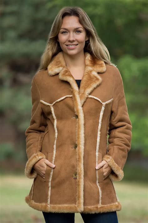 Made from plush, insulating antiqued Spanish <b>sheepskin</b>, with contrast leather trim. . Overland sheepskin jacket